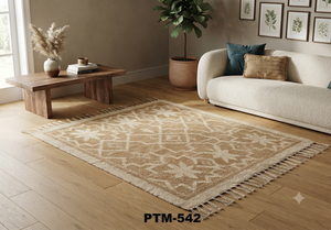 Tapis d'exercice rectangulaire en fibres naturelles PTM-542, tissage plat, support réversible, style moderne, épaisseur moyenne, lavable, pour voyage et prière - Product Image 4