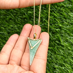Statement amazonite apatite jade arrowhead necklace 18k gold plated geometric pendant wholesale brass metal <b>cable</b> chain jewelry - Product Image 3