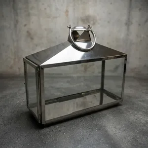 ARTISAN DESIGN Metal steel <b>Lantern</b> <b>Candle</b> Holder with Glass Panels and Handle for Home Decoration wedding party gift <b>lantern</b> - Product Image 2