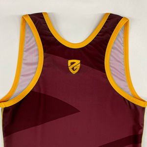 Custom Sublimation Spandex Polyester Wrestling <b>Singlet</b> with Automated Cutting Lightweight Compression Sportswear - Product Image 4
