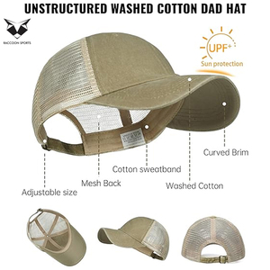 Casquettes de baseball durables, vintage, lavées, 100% haute qualité, confortables, respirantes, imperméables, en maille, pour adultes, protection UV - Product Image 3