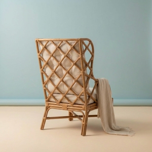Handcrafted Natural Rattan Eco-Friendly Ergonomic <b>Dining</b> Chair Comfortable Soft Tufted Cushion Modern Scandinavian Living Room - Product Image 2