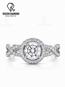 Anillo de Compromiso Infinity Twist con Diamantes, Oro Blanco de 18K, Halo Redondo con Piedras Decorativas, Joyería Fina de Lujo para Novia, Amor Eterno - Product Image 6
