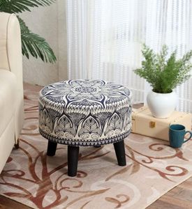Minimalist Wooden Ottoman Bench <b>Stool</b> with Fabric <b>Cushion</b> Modern Footrest Seat for Living Room and Bedroom - Product Image 4