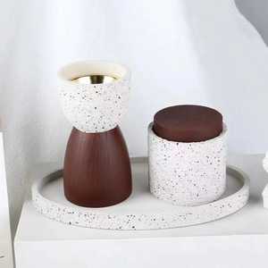 Premium Metal Resin Incense <b>Burner</b> with Sandalwood Base Aromatic Diffuser Speckled White and Brown All-Season Home Decor - Product Image 1
