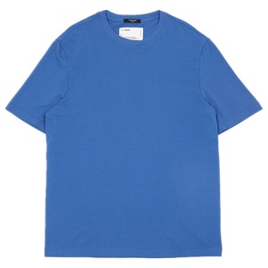 T-shirt pour homme bleu à col rond et manches courtes, coupe classique, en jersey de coton uni, tricoté - Product Image 3