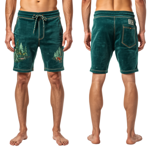 Pantalones Cortos de Felpa Francesa con Lavado Ácido de la Mejor Calidad, con Bordado de Terreno, para Hombre, Ropa de Moda - Product Image 1