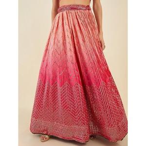 Lehenga choli ชุดงานเทศกาลผ้าไหมปักเลื่อมสีชมพูสำหรับงานเลี้ยง - Product Image 3