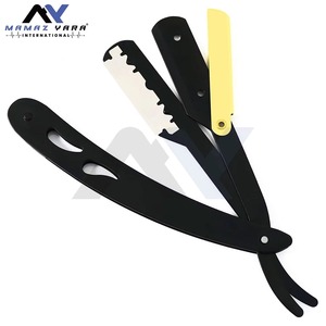 มีดโกนหนวดแบบใบมีดเปลี่ยนได้ รุ่นขายดี สีดำทอง ยี่ห้อ Barber Swing Lock Shavette ใบมีดตรง สำหรับโกนหนวดอย่างมืออาชีพ พร้อมระบบความปลอดภัย - Product Image 2