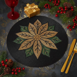 Beaded Round Needlework Seed Bead Placemats for Office Coffee Dining Party Placemats - Product Image 4
