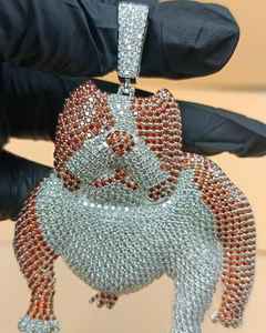 Pendentif Bulldog personnalisé serti de pierres, style Hip Hop, en argent 925, pendentif animal tendance, pendentif personnalisé en moissanite VVS pour cadeaux - Product Image 3