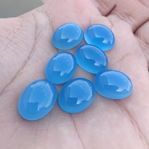 Cabujón Ovalado de Calcedonia Azul Natural, Piedra Preciosa Suelta Calibrada con Reverso Plano, para Joyería - Product Image 4