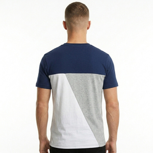 T-shirt streetwear haut de gamme pour homme avec empiècements, coutures personnalisées, tissu haute densité, vêtements de marque privée, usine de confection - Product Image 4