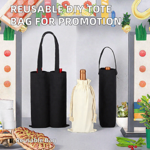 Canvas Wine <b>Bottle</b> Tote <b>Bag</b> Drawstring Carry <b>Bag</b> Reusable <b>Gift</b> Packaging for Shopping and Promotion - Product Image 2