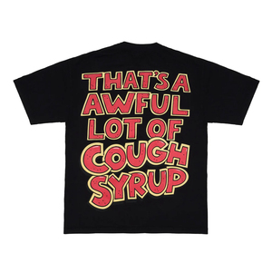 T-shirt noir pour homme à manches courtes, col rond, en jersey de coton, coupe classique, grammage lourd 300g, imprimé 'That's a Awful Lot Cough Syrup' - Product Image 6