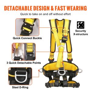 Universale 5 D-Ring imbracatura di sicurezza per tutto il corpo di protezione caduta aggiunta imbottitura staccabile per 340 libbre ANSI/ASSE Z359.11 conforme - Product Image 5