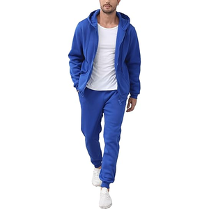 Men's Athletic 2-Piece Set Solid Print Hoodie Casual Tracksuit Full Zip Long Sleeve Sweatsuit for Winter Breathable <b>Jogging</b> - Product Image 4