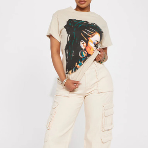 T-shirts pour femmes super vendus, 100% coton jersey molletonné, col rond, coupe classique, manches courtes, impression numérique écologique - Product Image 1