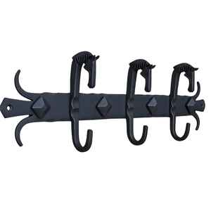 Contemporary Looked Matte Black Powder Coated Finished Iron Hook <b>Rail</b> <b>For</b> Wall Organizer <b>For</b> Hanging <b>Clothes</b> Keys Umbrellas Caps - Product Image 2