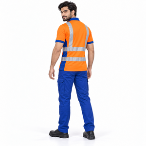 Camiseta Polo de Algodón de Alta Visibilidad con Cinta Reflectante, Certificación CE, Uniforme para Trabajadores Industriales, Contratistas y Servicios al Aire Libre - Product Image 3