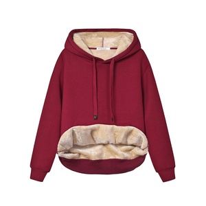 Sweats à capuche lourds pour femmes 100% fourrure de coton à l'intérieur de vêtements d'hiver chauds Logo de marque personnalisé impression OEM fabricant - Product Image 1