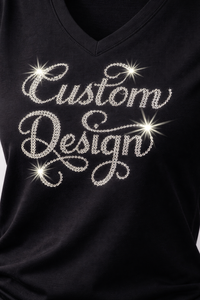 Camiseta Oversize para Mujer Azul Marino y Negra con Estampado de Pedrería, Estilo Urbano Casual de Algodón, Ajuste Holgado, con Logotipo Personalizado - Product Image 6