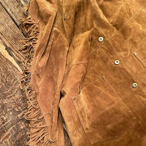 Veste en cuir suédé unisexe style western avec longues franges, vêtement d'extérieur de luxe tendance, OEM - Product Image 5