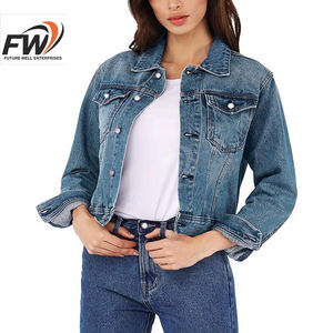 Chaquetas de invierno OEM más vendidas para mujer, chaqueta vaquera negra, chaqueta vaquera de alta calidad a precio económico, chaqueta vaquera lisa de invierno. - Product Image 4