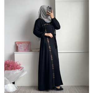Vestidos Elegantes para Mujer al por Mayor, Vestidos Modestos con Mangas, Diseño de Lujo con Pedrería Dorada de Oriente Medio, Dubái, Abaya Árabe Larga para Mujer - Product Image 2