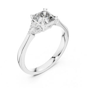 Anillo de Oro Rosa de 14K con Diamantes Cultivados en Laboratorio en Forma de Trillón y Esmeralda para Mujer |   Ropa de Fiesta |   Diamante Cultivado Nuevo - Product Image 6