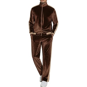 Heavyweight <b>Men</b> <b>Velvet</b> Tracksuit Full Length Zipper Closure Solid Color Casual Jogging Suit Side Pockets Regular Fit Autumnwear - Product Image 1