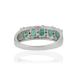 Women's Stunning 925 Solid Sterling <b>Silver</b> Natural <b>Emerald</b> Five Stone Band <b>Ring</b> Party & Everyday Wear Fine Jewelry - Product Image 6