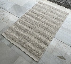 Modern Handmade Woven Lightweight Natural <b>White</b> Color Medium Thickness Flat Area <b>Rug</b> Stripes Boxes Pattern Hotel Home Non-Slip - Product Image 1