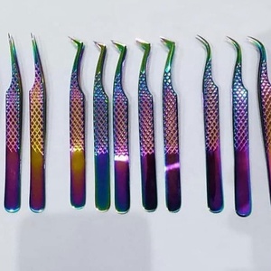 Zullo Industries Curved Eyelash Extension Tweezers Set of 5 Strong Stainless Steel Custom Color & Logo Volume Tweezers - Product Image 6