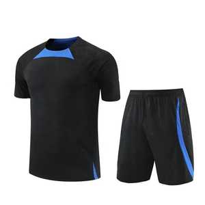 Ensemble de maillots de football personnalisés bleus pour hommes, col en V, manches courtes, sublimation, évacuation de l'humidité, coupe classique, toutes saisons, adulte 2027 - Product Image 4