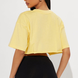 Camiseta Corta para Mujer, Personalizada, 100% Algodón, Cuello Redondo, Estilo Oversize, Venta al por Mayor - Product Image 2