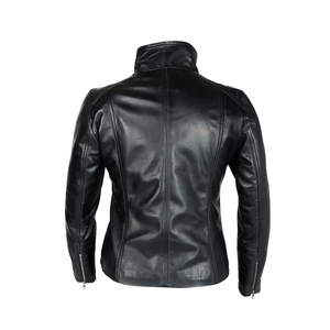 Women Genuine Leather Motorcycle Jacket Full Sleeve Stand Collar <b>Zipper</b> Closure Solid Color Autumn Fashion Moto Biker Style - Product Image 4