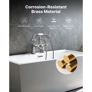 Rubinetto Vintage Cromato Lucido per Vasca con Piedini a Artiglio, Miscelatore Doccia da Pavimento, Rubinetti per Vasca con Doccetta, Rubinetti Doccia per Bagno - Product Image 5