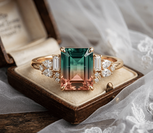 Trendy 925 Sterling <b>Silver</b> Fine Jewelry Art Deco Gold Plated <b>Ring</b> <b>Emerald</b> Cut Moissanite Eternity Wedding Engagement <b>Ring</b> - Product Image 1