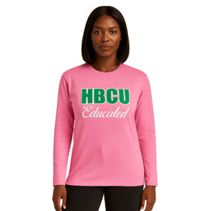 เสื้อยืดแขนยาวสีชมพูสำหรับนักศึกษา HBCU ผ้าฝ้าย 100% ปักลายเชนิลล์ ลายกรีกโซโรริตี้ Divine Nine แฟชั่นเสื้อยืดสไตล์นักศึกษา - Product Image 1