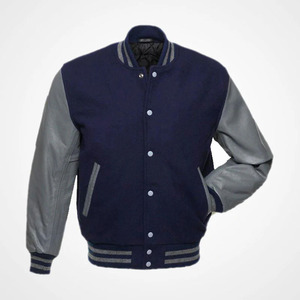 Chaqueta Varsity Gris para Hombre con Parche, Mangas de PU Negras, Rayas Rojas, Cuello Camisero, Ropa Casual de Otoño - Product Image 6