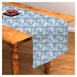 Indian Floral Hand Block Printed Pure Cotton Cloth Table <b>Runner</b> Wedding Events Home Decor Party Farmhouse For Wedding Event Home - Product Image 5
