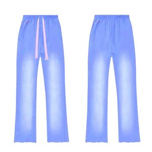 Pantalones Deportivos de Punto Anchos de Color Rosa, Cintura Media con Cordón, Corte Holgado, Casuales, Largos, de Color Sólido, para Verano - Product Image 2