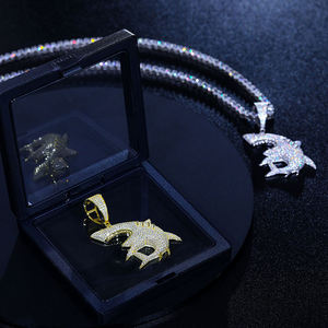 Gold Plated <b>Animal</b> Shape Pendant With <b>Crystal</b> Rhinestones Micro Insert Hiphop Themed Jewelry Gift Unisex - Product Image 1