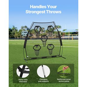 Rete da Allenamento per Calcio 7 x 7 piedi, Senza Nodi, con 5 Tasche Bersaglio e Cinghie per Uso in Partita - Product Image 4