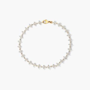 Lab-Grown Diamond Blossom Tennis <b>Bracelet</b> in Yellow Gold Women's Luxury Round Brilliant Cut - Product Image 1