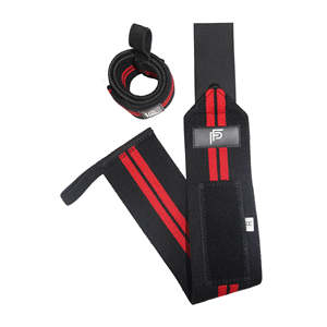 Par de Muñequeras Deportivas de Algodón y Goma Rojas, Talla Única, para Adultos, para Entrenamiento de Gimnasio, Levantamiento de Pesas y Powerlifting - Product Image 5