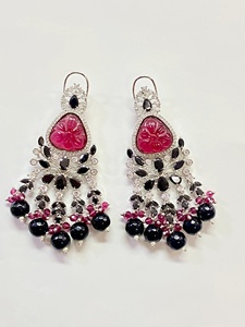 Pendientes Colgantes Chandbali Vintage con Forma de Campana, Naturales, Tradicionales Indios, Chapados en Oro, Joyería Étnica para Fiestas y Bodas - Product Image 1