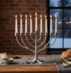 Customized Solid <b>Gold</b> Antique 9-Arm Menorah Candlestick <b>Holder</b> Low Price Trending New Design Handmade For Party & Christmas - Product Image 4