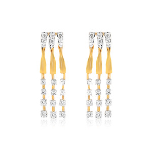 Yellow Gold Princess Cut <b>Diamond</b> <b>Earrings</b> Luxury <b>Dangle</b> Jewelry for Women Wedding Fine Jewelry - Product Image 1
